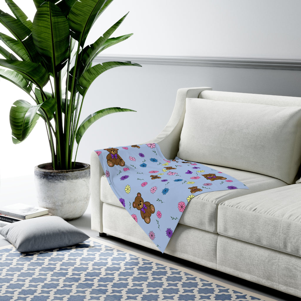 Blue teddy bears and flowers Baby Swaddle Blanket