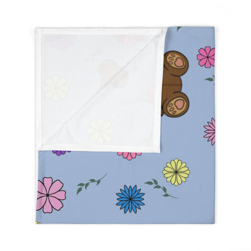 Blue teddy bears and flowers Baby Swaddle Blanket