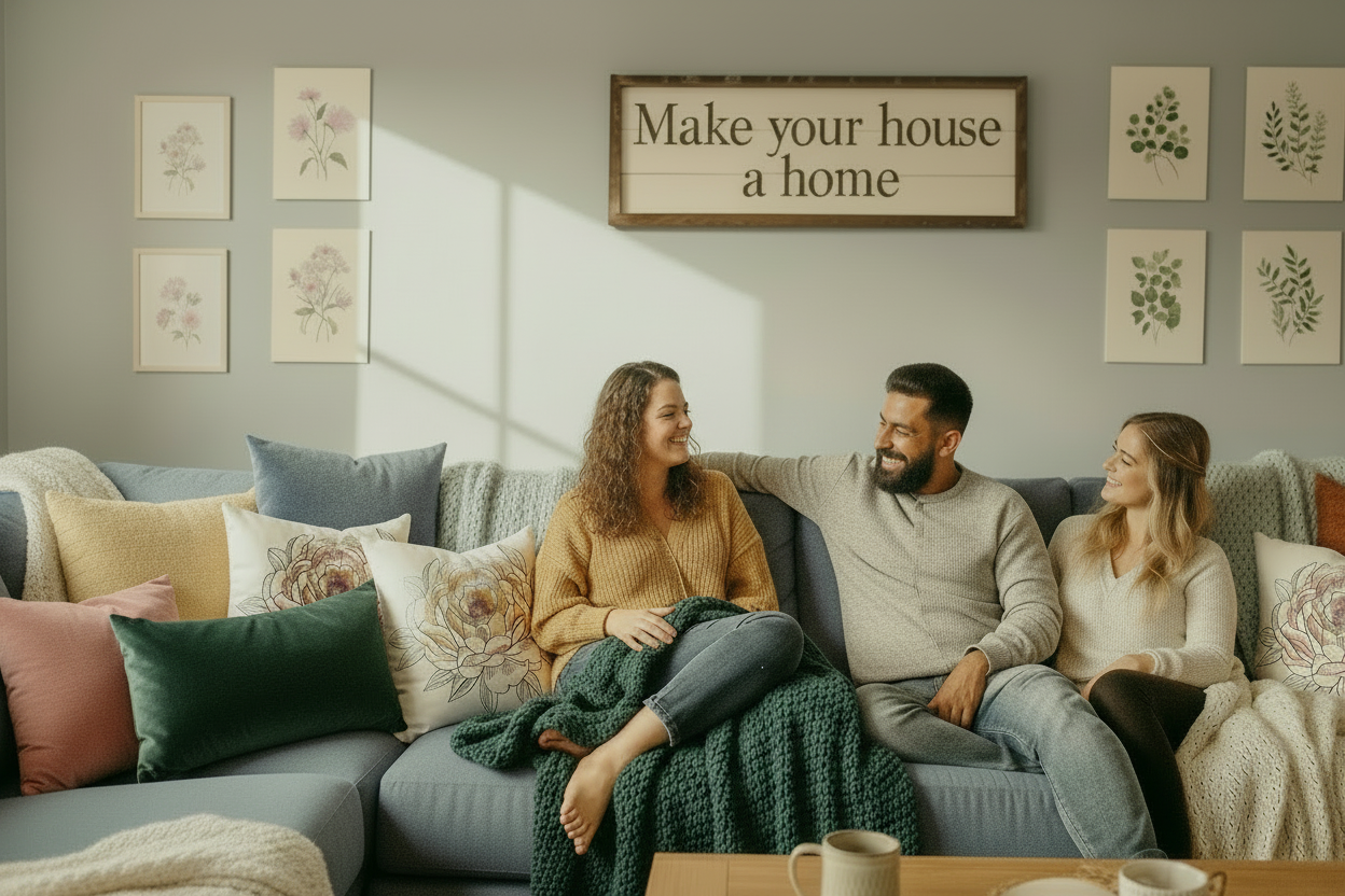 Cozy Home Hero with Emerald Lumbar Pillow